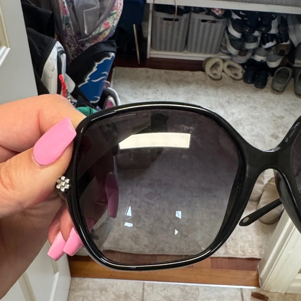 Tiffany & Co. Black Oversized Square Sunglasses with Crystal Temples - Picture 7 of 7
